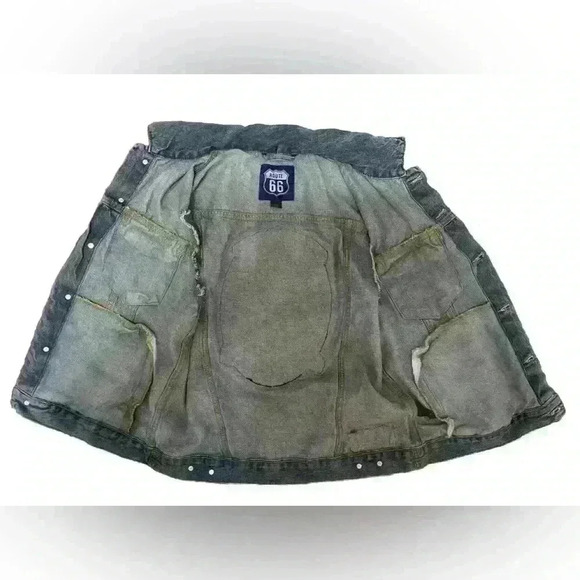 Vintage Route 66 Denim Cutoff Jacket Vest Custom With Skull And Vans Patch M - Picture 3 of 9